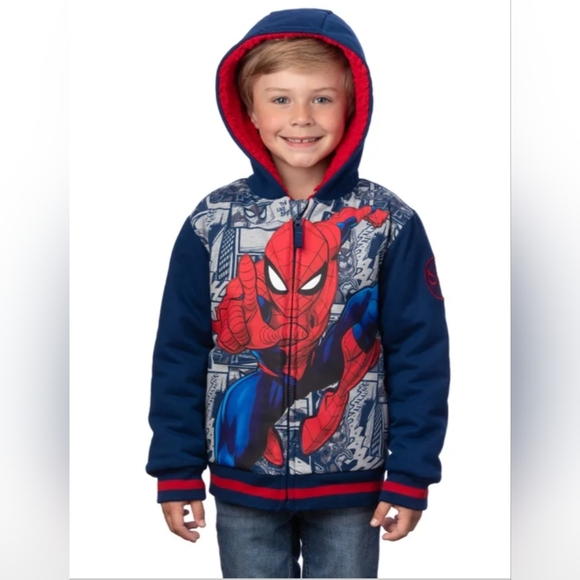 New! Disney Spider Man Kids' Boys Red Toddler Girls Plush Hoodie Select Size NWT - Picture 1 of 6